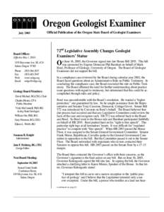 O S B G E  Oregon Geologist Examiner July 2003