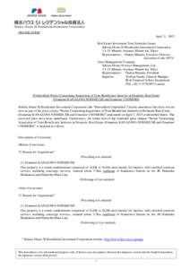 TRANSLATION April 3, 2015 Real Estate Investment Trust Securities Issuer Sekisui House SI Residential Investment CorporationMinami-Aoyama, Minato-ku, Tokyo Representative: Osamu Minami, Executive Director