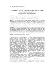 2003. The Journal of Arachnology 31:55–61  BOTHRIURUS JESUITA, A NEW SCORPION SPECIES FROM