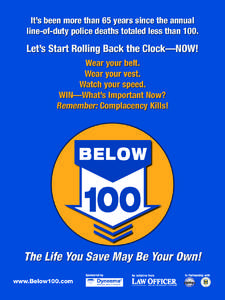 It’s been more than 65 years since the annual line-of-duty police deaths totaled less than 100. Let’s Start Rolling Back the Clock—Now! Wear your belt. Wear your vest.