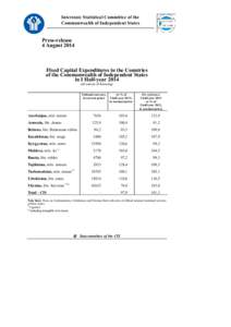 Interstate Statistical Committee of the Commonwealth of Independent States Press-release 4 August 2014