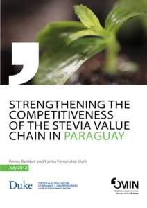 STRENGTHENING THE COMPETITIVENESS OF THE STEVIA VALUE CHAIN IN PARAGUAY Penny Bamber and Karina Fernandez-Stark July 2012