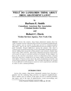 Land law / Law enforcement / Nuisance abatement / Landlord–tenant law / Nuisance / Eviction / Prohibition of drugs / Landlord / Law / Real estate / Real property law