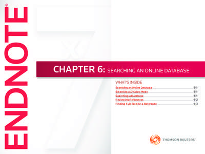 Chapter 6: Searching an Online Database What’s Inside Searching an Online Database............................................................. 6-1 Selecting a Display Mode..............................................