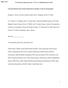 Page 1 of 44  The Plant Genome Accepted paper, posted[removed]doi:[removed]plantgenome2014[removed]Characterization of the Granule-Bound Starch Synthase I Gene in Chenopodium