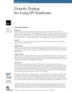 Technology Evaluation Center  Genetic Testing for Long QT Syndrome  Assessment