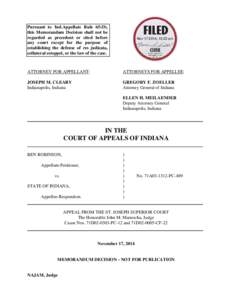 Pursuant to Ind.Appellate Rule 65(D), this Memorandum Decision shall not be regarded as precedent or cited before any court except for the purpose of establishing the defense of res judicata, collateral estoppel, or the 