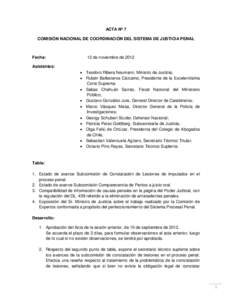 ACTA Nº 7 COMISIÓN NACIONAL DE COORDINACIÓN DEL SISTEMA DE JUSTICIA PENAL Fecha:  12 de noviembre de 2012