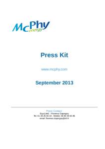 Press Kit www.mcphy.com SeptemberPress Contact