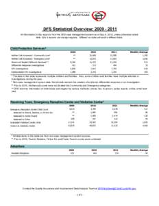 DFS Statistical Overview: [removed]All information in this report is from the DFS case management system as of Sep 4, 2012, unless otherwise noted. Note: Data is dynamic and changes regularly. Different run dates will