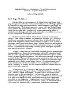 Analysis of A Dictionary of the Kalispel or Flat-head Indian Language (Giorda, S.J.: St. Ignatius Print, [removed]by Steven M. Egesdal, Ph.D.