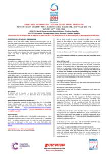FIN A L R AC E IN F ORM A TI ON - R O T H ER VA L L EY S P RIN T T RI A T HL ON RO TH E R V AL L EY C O UNT RY P AR K , M AN S FI E L D R D , W AL E S B AR , S H EF FI E LD S 26 5 PQ TH SU N DA Y 1 5 JU N E[removed]IT
