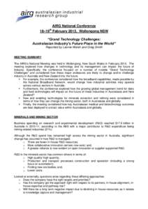 Manufacturing in Australia / Cooperative Research Centre / Research and development / Structure / Science / Academia / Design / Economics / Innovation