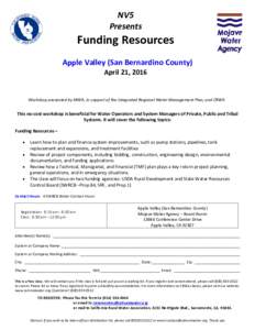 NV5 Presents Funding Resources Apple Valley (San Bernardino County) April 21, 2016