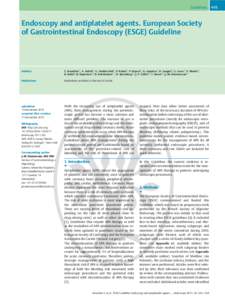 Endoscopy and antiplatelet agents: European Society of Gastrointestinal Endoscopy (ESGE) Guideline