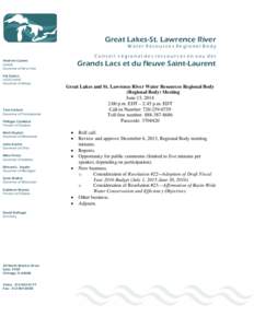 Great Lakes-St. Lawrence River Water Resources Regional Body ConseiI régional des ressources en eau des Grands Lacs et du fleuve Saint-Laurent