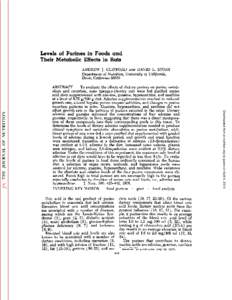 Levels of Purines in Foods and Their Metabolic Effects in Rats ANDREW J. CLIFFORD ANDDAVID L. STORY