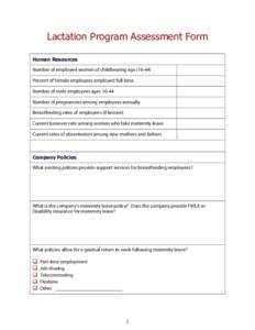 Lactation program assessment form