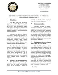 OHIO ETHICS COMMISSION William Green Building 30 West Spring Street, L3 Columbus, Ohio[removed]Telephone: ([removed]Fax: ([removed]