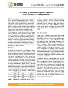 Power Rings - Life Testing Data Life Testing of the Power Ring Film CapacitorTM for Automotive DC Link Applications