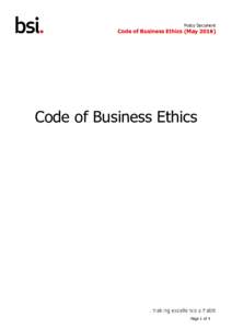 Policy Document  Code of Business Ethics (MayCode of Business Ethics