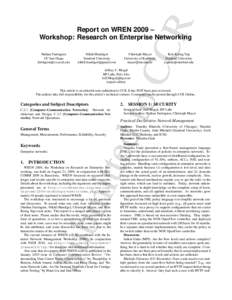 CR  Report on WREN 2009 – Workshop: Research on Enterprise Networking Nikhil Handigol Stanford University