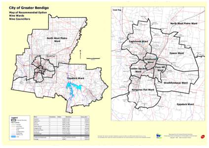 City of Greater Bendigo  Inset Map Map of Recommended Option Nine Wards