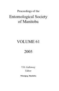 Proceedings of the  Entomological Society of Manitoba  VOLUME 61