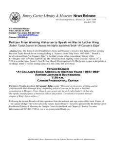 Jimmy Carter Library & Museum News Release