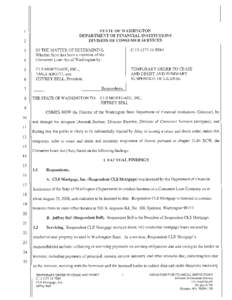 CLS Mortgage, Inc. and Jeffrey Bell - Temporary Order to Cease and Desist - C[removed]TD01