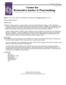 Law enforcement / Justice / Restorative justice / Dispute resolution / Penology / Mediation / Recidivism / Circles of Support and Accountability / Howard Zehr / Criminology / Ethics / Crime