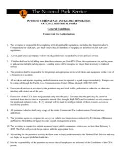 PU‘UHONUA O HŌNAUNAU AND KALOKO-HONOKŌHAU NATIONAL HISTORICAL PARKS General Conditions Commercial Use Authorizations