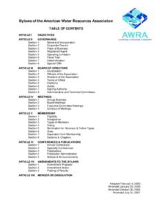 Bylaws of the American Water Resources Association