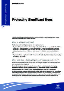 Community Information  Planning SA May 2008 Protecting Significant Trees