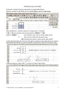 PROPRIETÀ DELLE POTENZE Costruiamo un foglio di Excel per apprendere le proprietà delle potenze. Seleziona il gruppo di celle B2:B4, premi il pulsante Bordi e seleziona Tutti i bordi. Nella cella D3 scrivi: prodotto di