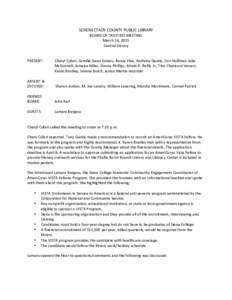 SCHENECTADY  COUNTY  PUBLIC  LIBRARY   BOARD  OF  TRUSTEES  MEETING   March  26,  2015   Central  Library      