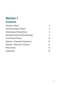 Section 1 Contents President’s Report 2