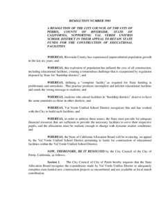 A RESULUTION OF THE CITY COUNCIL