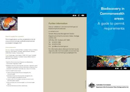 Environment Protection and Biodiversity Conservation Act / Biodiversity / Oceanography / Convention on Biological Diversity / Protected areas of Australia / Marine protected area / Commonwealth Scientific and Industrial Research Organisation / Environmental protection / Australian National Botanic Gardens / Environment / Earth / Conservation in Australia