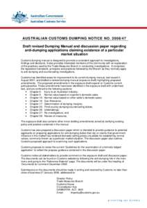 AUSTRALIAN CUSTOMS DUMPING NOTICE NO[removed]