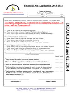 Financial Aid Application-Rev[removed]A Garden of Knowledge for Today and Tomorrow Page 1 of 8 Financial Aid Application[removed]