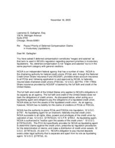 November 18, 2005  Lawrence G. Gallagher, Esq. 150 N. Michigan Avenue Suite 2700 Chicago, Illinois 60601