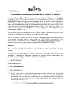 Version[removed]Page 1 of 8 Additional Information Requirements For Ports, Harbours & Wharves Pursuant to Section 5(2) of the Environmental Impact Assessment Regulation of the Clean