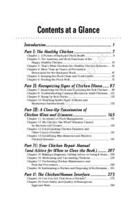 Contents at a Glance Introduction ...................................................... 1 Part I: The Healthy Chicken ............................... 7 MA