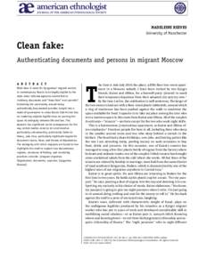 Clean fake: Authenticating documents and persons in migrant Moscow