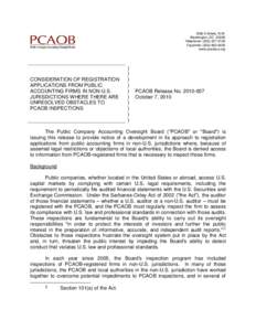 REPORT ON OBSERVATIONS OF PCAOB INSPECTORS RELATED TO AUDIT RISK AREAS AFFECTED BY THE ECONOMIC CRISIS /