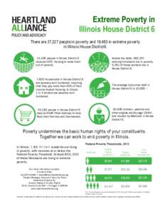 Extreme Poverty in Illinois House District 6 There are 37,227 people in poverty and 18,483 in extreme poverty in Illinois House District6. 14,336 people in House District 6 received EITC, helping to raise them