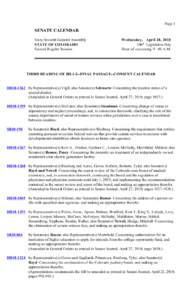 Page 1  SENATE CALENDAR Sixty-Seventh General Assembly STATE OF COLORADO Second Regular Session