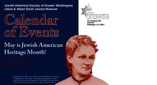 Jewish Historical Society of Greater Washington Lillian & Albert Small Jewish Museum Calendar of Events