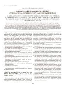 The Journal of Nutrition, Health & Aging© Volume 15, Number 10, 2011 SARCOPENIA: BIOMARKERS AND IMAGING  SARCOPENIA: BIOMARKERS AND IMAGING